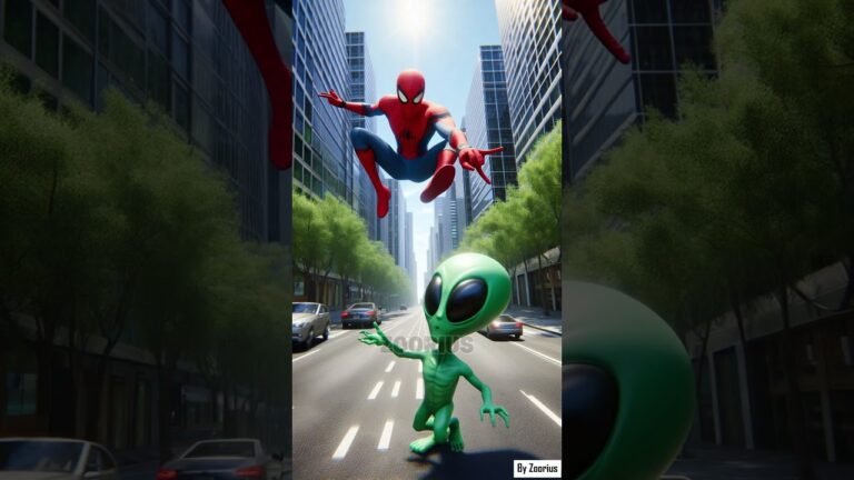 Spider-Man vs Alien 👽 Epic Fight on Mars to Save Supergirl #spiderman #shorts #marvel